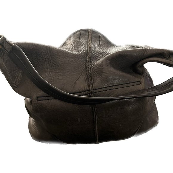 FRYE Campus Gray Brown Leather Fold Over Hobo Shoulder Bag Purse - Picture 2 of 5